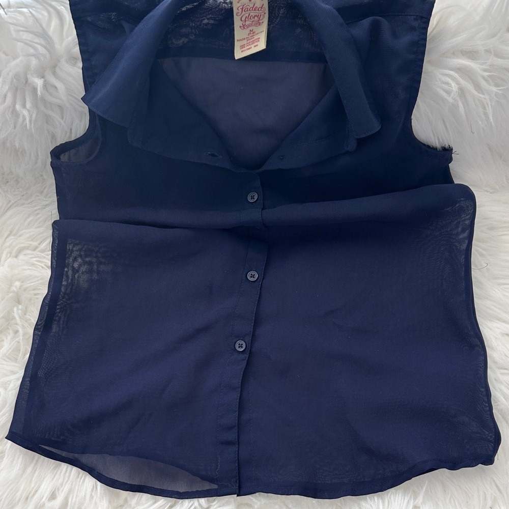 Faded Glory Women's Navy Button Down Shirt
